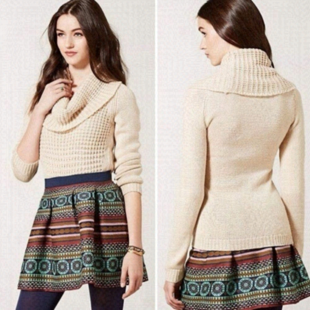 Angel Of The North Waffled Cowl Neck Sweater